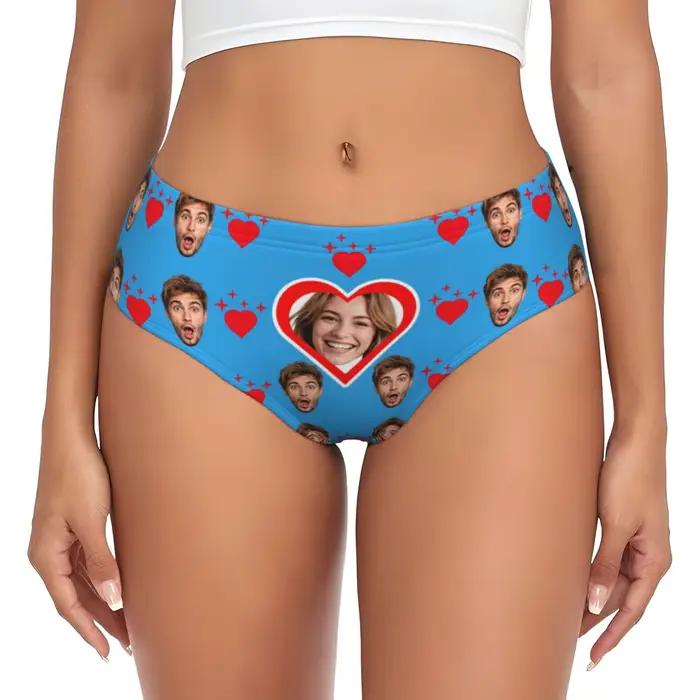 Culotte Personnalisée Femme Photo Visage Saint Valentin Respirante Polyester Élégante Occasions Spéciales