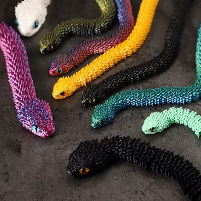 Serpent imprimé en 3D, jouet à articulation mobile, Simulation de serpent, ornement de bureau, cadeaux artisanaux, Figurines miniatures