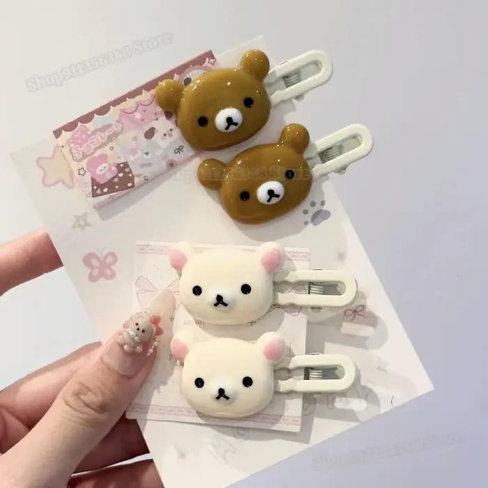 Pince à cheveux mignonne Easy Bear pour filles, accessoire de coiffure Rilakkuma, pince à cheveux dessin animé Easy Bear, pince à franges Lazybear, accessoires capillaires