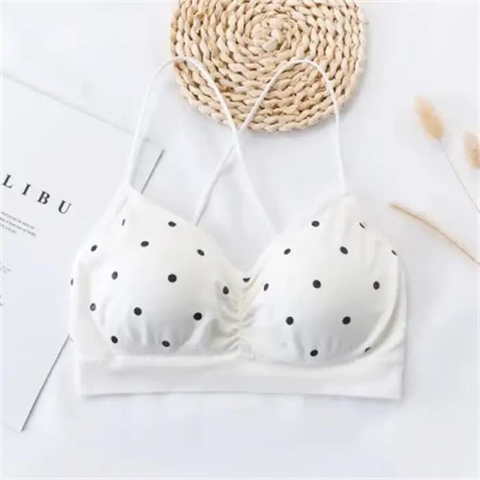 Soutien-gorge Push-Up dos nu à pois pour femme, sous-vêtement de sport, col en V, sans couture, sexy