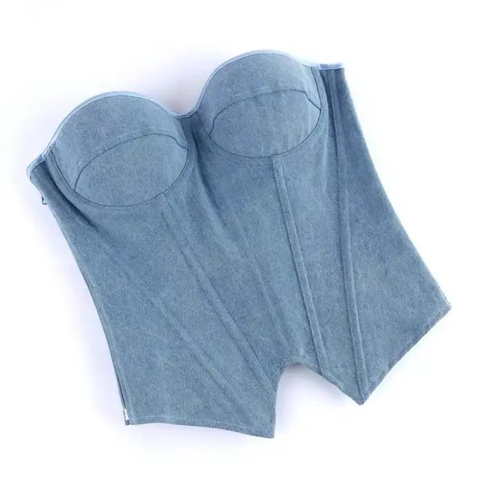 Bustier Sexy hauts sans bretelles pour femmes surbuste Corset dame Corselet Zip mode corps Shaper Costume