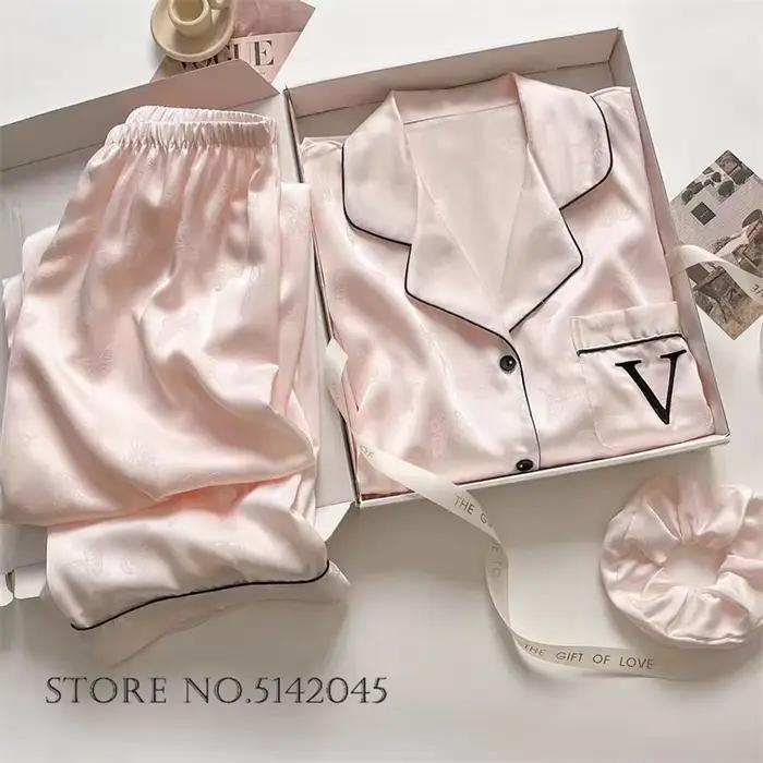 Ensemble de pyjamas papillon jacquard pour femmes