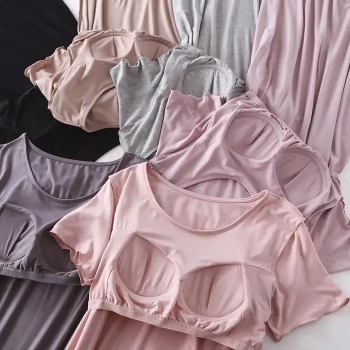 Robe de Nuit Modal avec Coussretours de Poitrine pour Femme