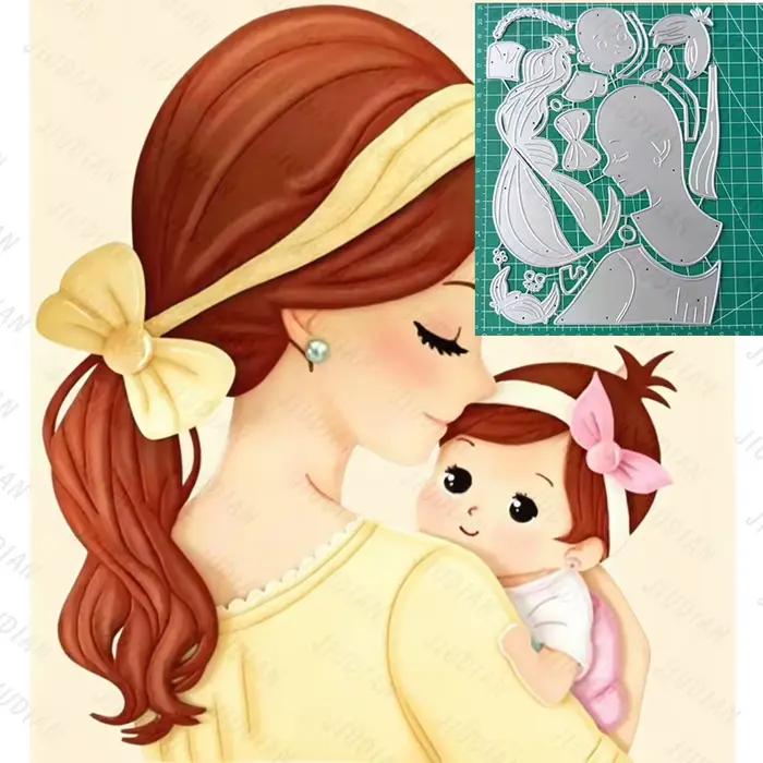 Matrices de découpe en métal pour la fête des mères, pour scrapbooking, album photo, décoration artisanale, modèle en papier, carte cadeau artisanale