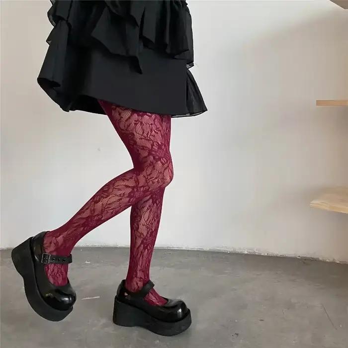 Lolita – collants floraux Style Punk pour filles