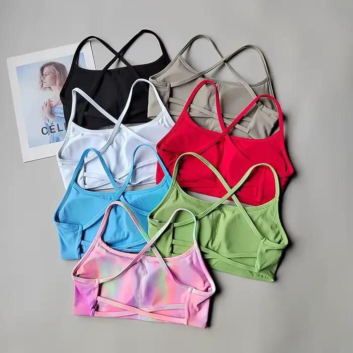 Bretelles croisées soutien-gorge de Yoga bretelles fines beau dos respirant séchage rapide Fitness exercice Lingerie entraînement Pilates soutien-gorge