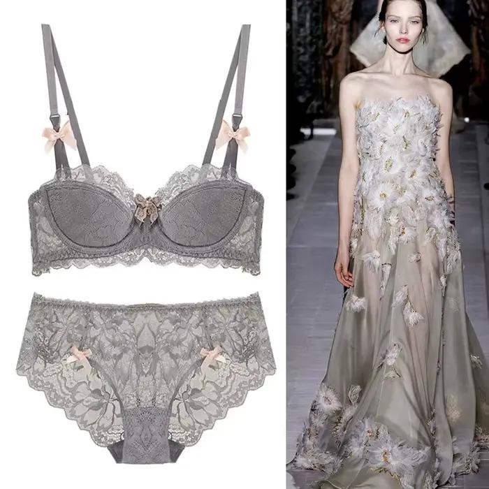 Français pur désir Bralette petit buste AB tasse Push Up sans fil dentelle soutien-gorge pour fille potelée nœud conception mince pli confort grande taille