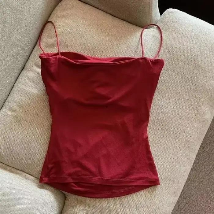 Débardeurs femmes avec soutien-gorge intégré Spaghetti sangle réservoirs pour femme couleur unie décontracté été Camis