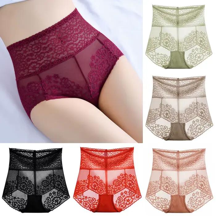 Culotte en dentelle taille haute pour femme