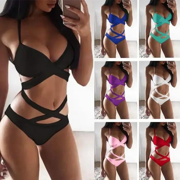 Noir blanc Sexy body une pièce maillot de bain femmes Monokini pansement maillot de bain Bikini natation vêtements de plage
