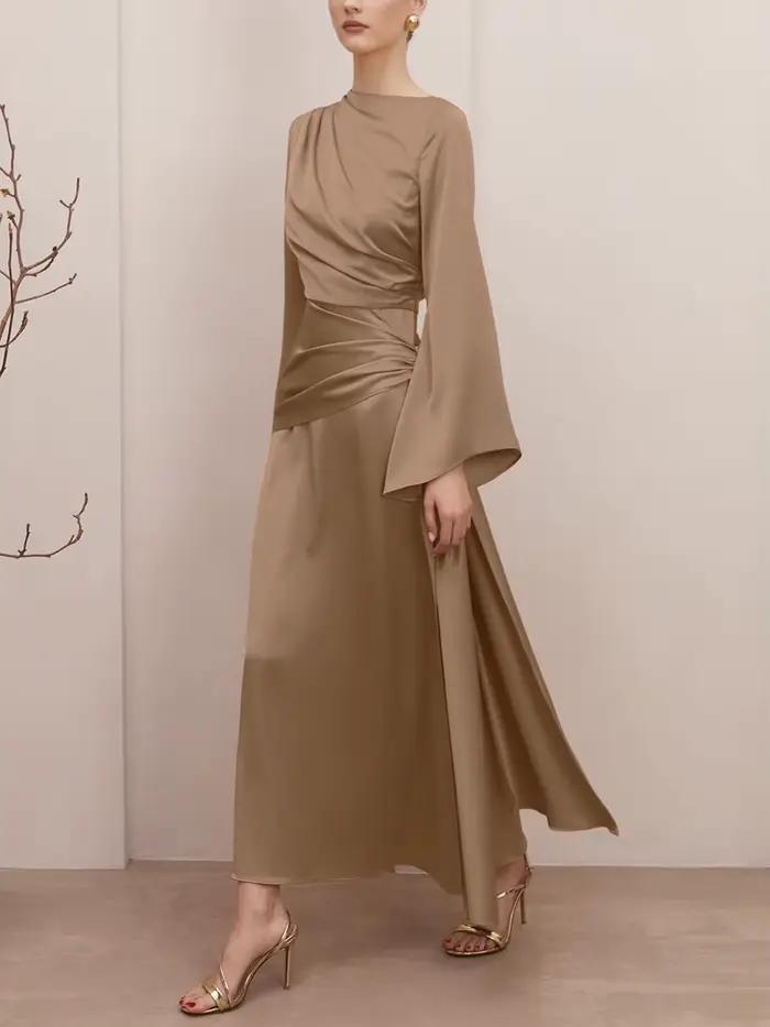 Marthaqiqi mode Femme pyjama à lacets nuisette à manches longues vêtements de nuit col rond chemise