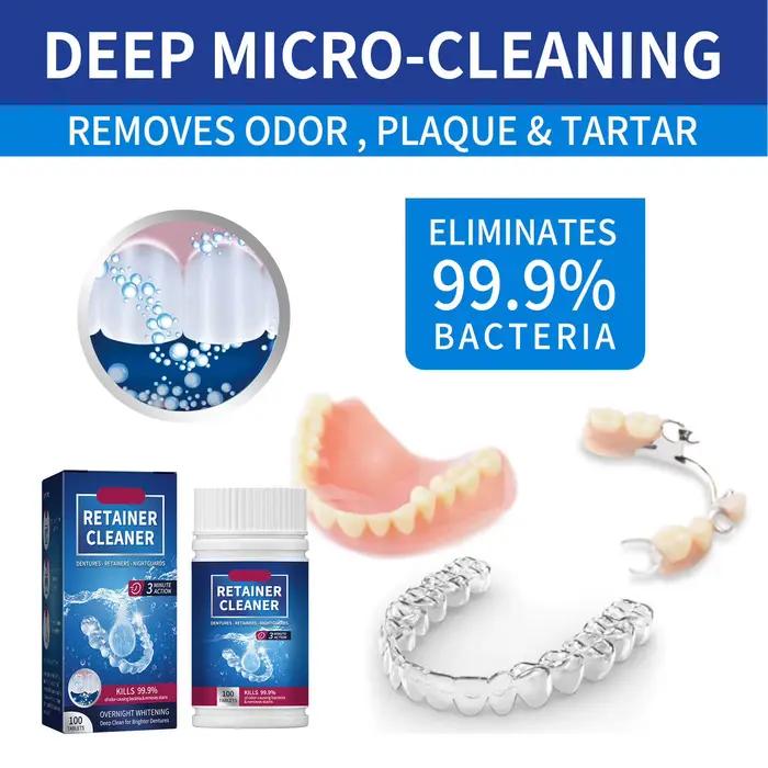 Comprimés de nettoyage de prothèses dentaires, 100 pièces, élimine les odeurs, nettoyant de retenue pour aligner la bouche, protection nocturne
