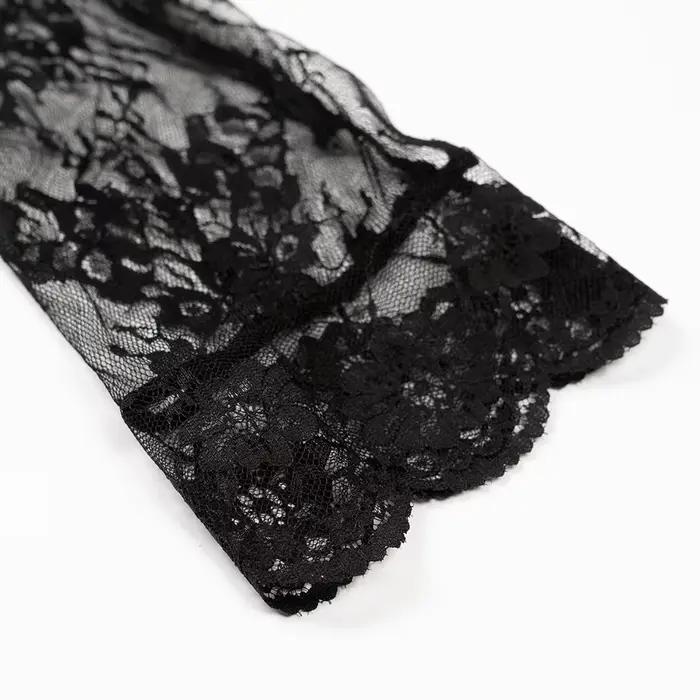 Chemise de nuit transparente en dentelle noire sexy pour femme