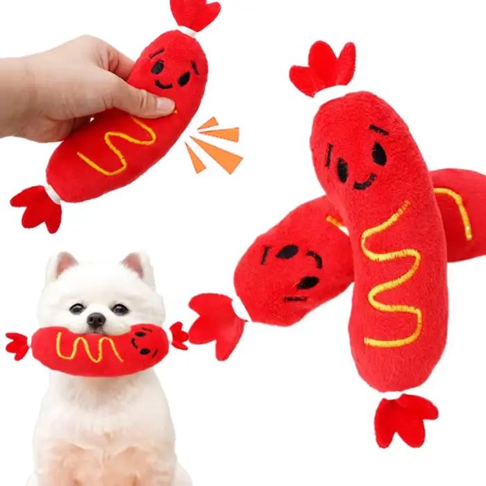Jouet en peluche sonore pour chien, jouet à mâcher pour chien chaud, meulage des dents, jouet en peluche grinçant pour chiot, jouet à mâcher interactif résistant aux morsures ﻿