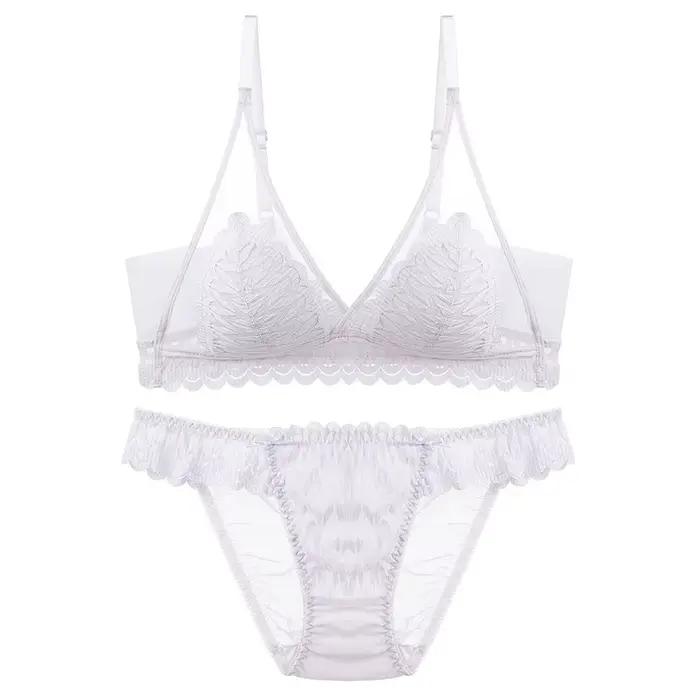 Ensemble de soutien-gorge triangle en dentelle style français pour femme