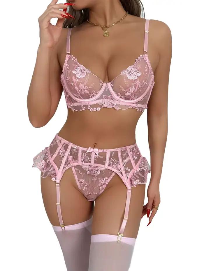 Belamimi – ensemble intime Floral en dentelle transparente