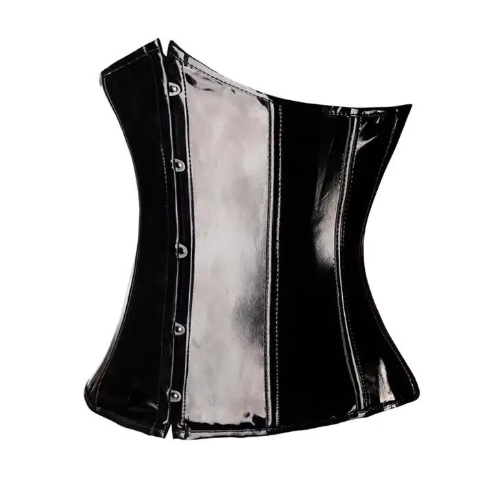 Corset en vinyle PVC noir pour femme