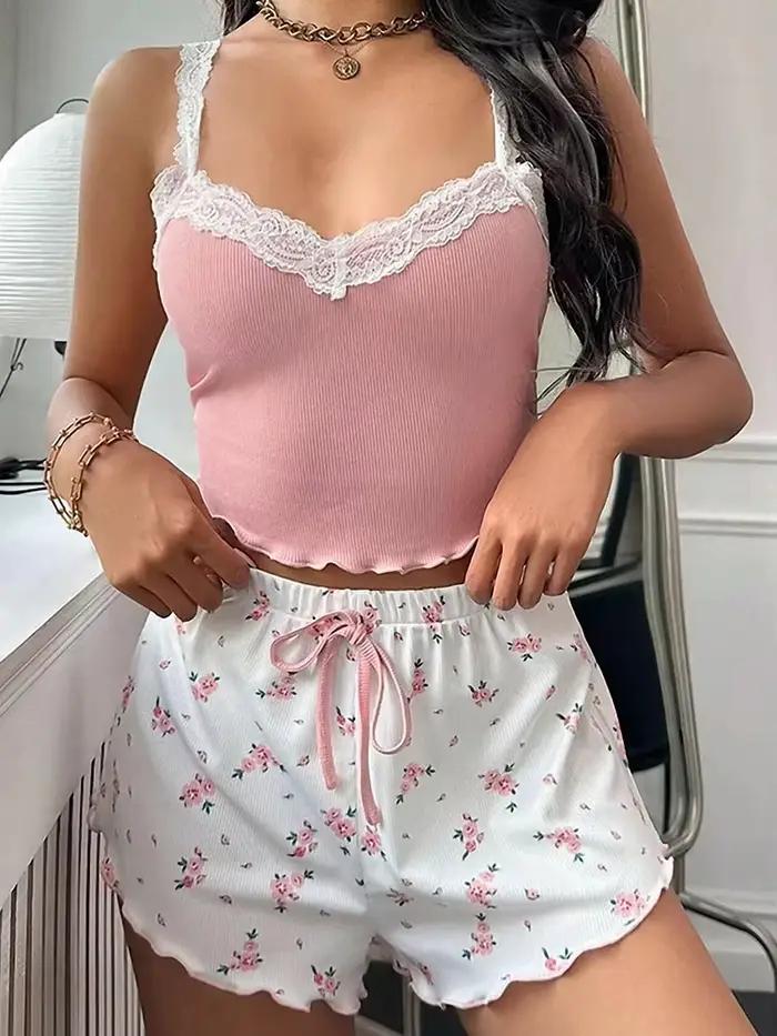 Pyjama deux pièces côtelé pour femme