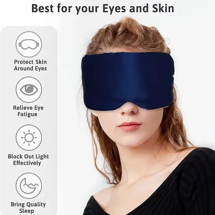 Masque de sommeil en soie de mûrier 100%, patch oculaire bloquant la lumière, pour voyage et sieste, masque de sommeil doux et rembourré, Slaapmasker