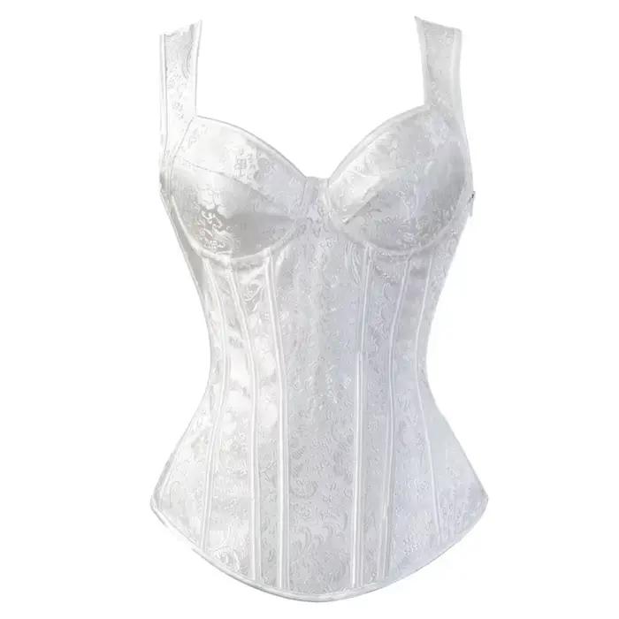 Vintage femmes gothique haut Corset avec bretelles surbuste Sexy Bustier fermeture éclair brocart Push Up Corselet gilet Lingerie grande taille