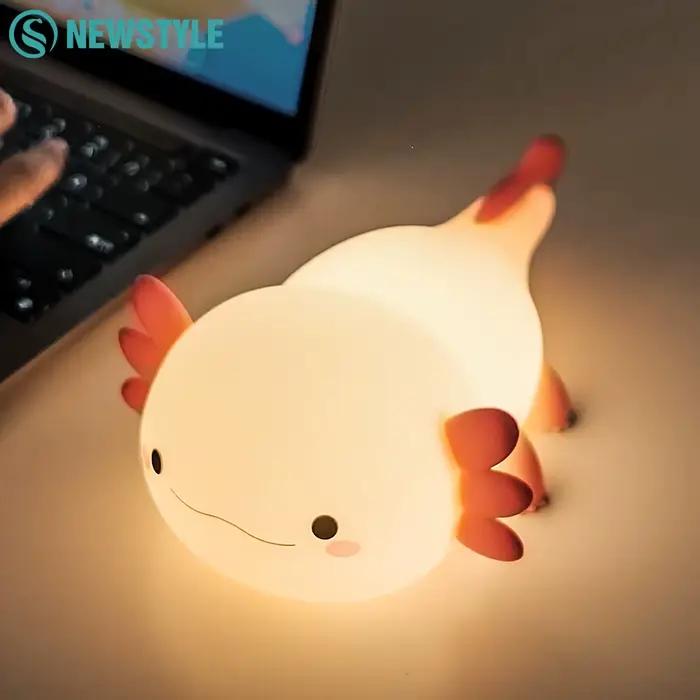 Axolotl veilleuse pour enfants 2 luminosité Silicone pépinière veilleuse Portable USB Rechargeable lampe de chevet pour chambre de bébé