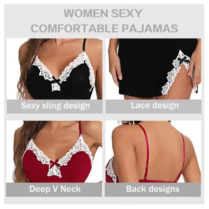 Chemise de nuit sexy en dentelle pour femmes