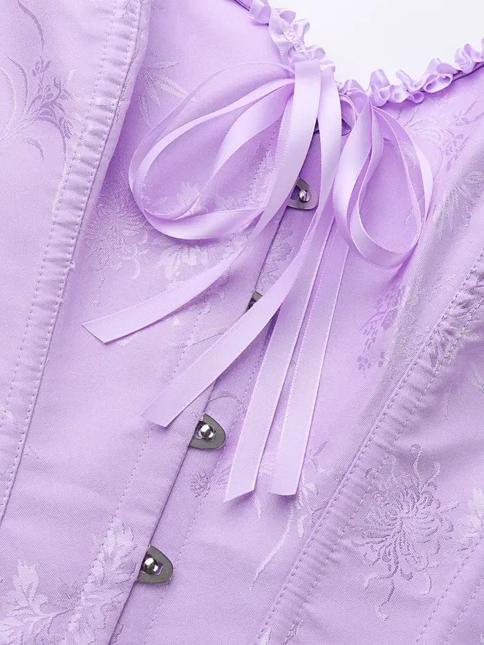 Corset Jacquard Violet Clair pour Femme