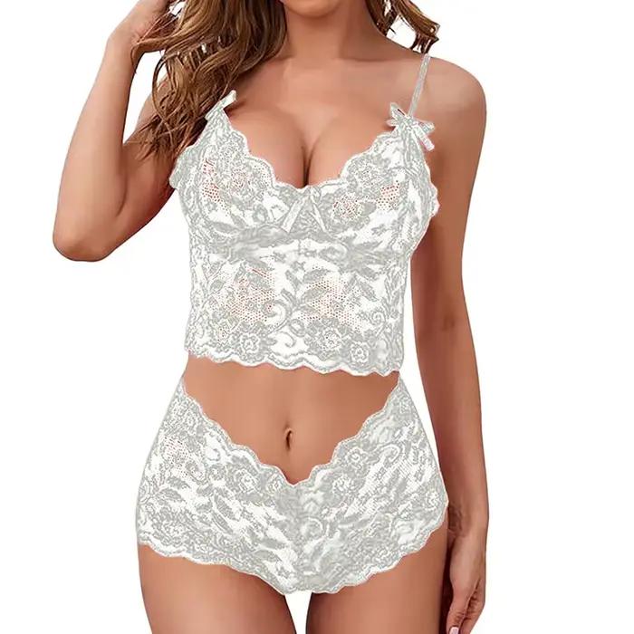 Femmes Sexy ensembles de soutien-gorge Perspective dentelle sangle mode solide sous-vêtements Passion ajustement