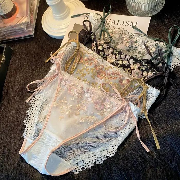 Culotte Vintage Femme en Dentelle Florale