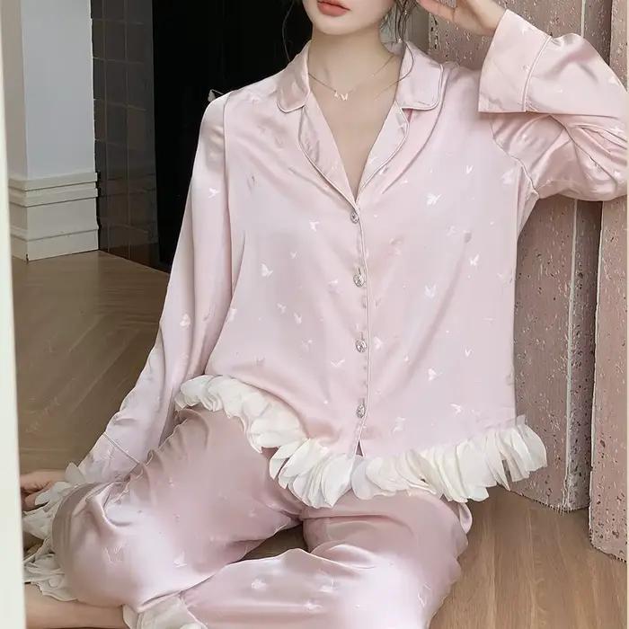 Pyjama en Satin de soie Jacquard