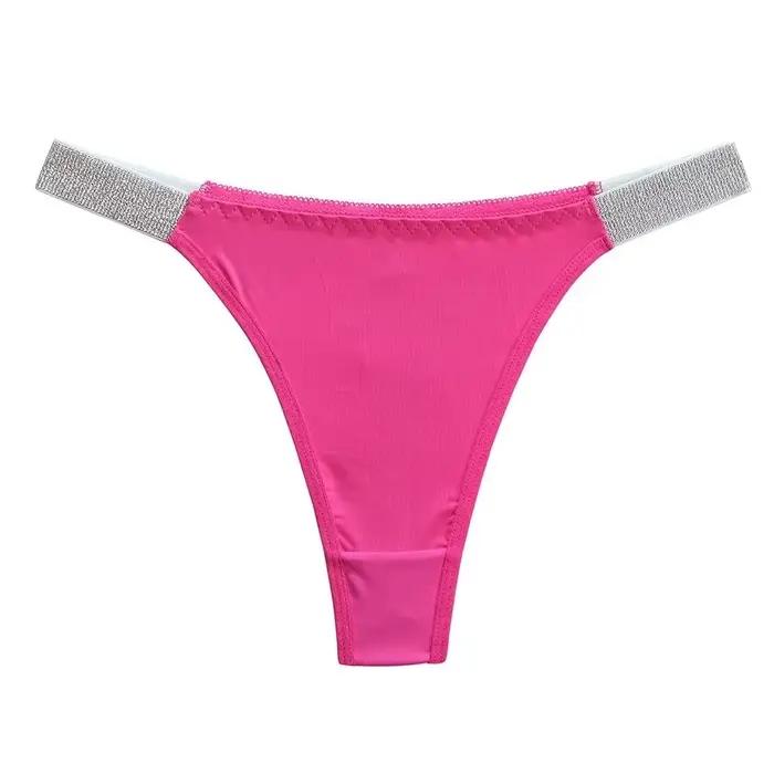 Culottes string respirantes et douces à paillettes, sans coutures, couleur unie, taille basse, lingerie, sous-vêtements, culottes T-back, usage quotidien