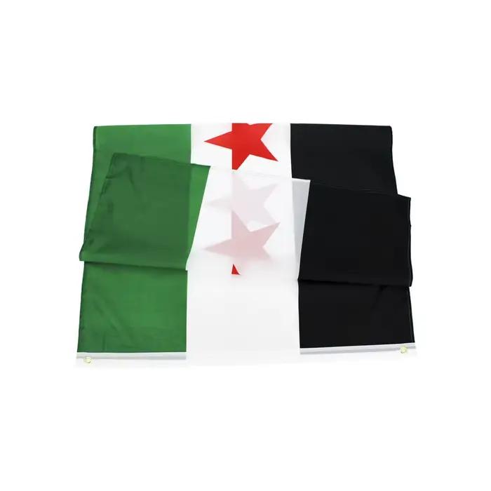Drapeau syrien 90x150cm, bannière de drapeau trois étoiles de la république arabe syrien, drapeaux de décoration pour la maison suspendus