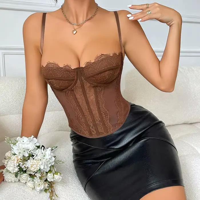 Corset élastique ajouré en dentelle