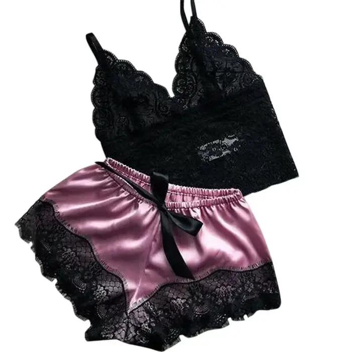 Nuisette en dentelle à col en V pour femmes