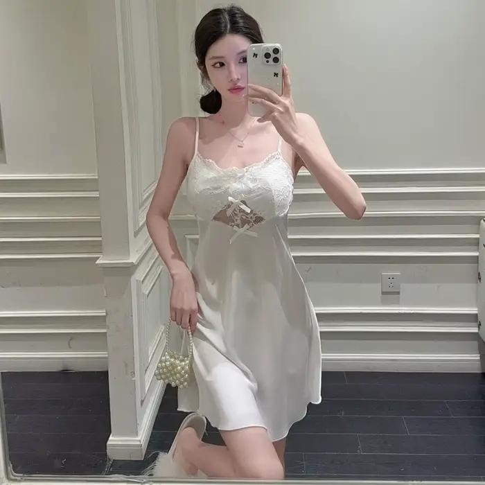 Sexy Perspective dentelle Lingerie chemise de nuit Mini
