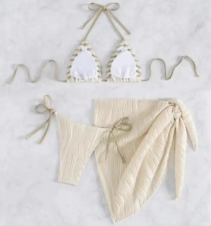 Ensemble Bikini trois pièces Sexy à pois