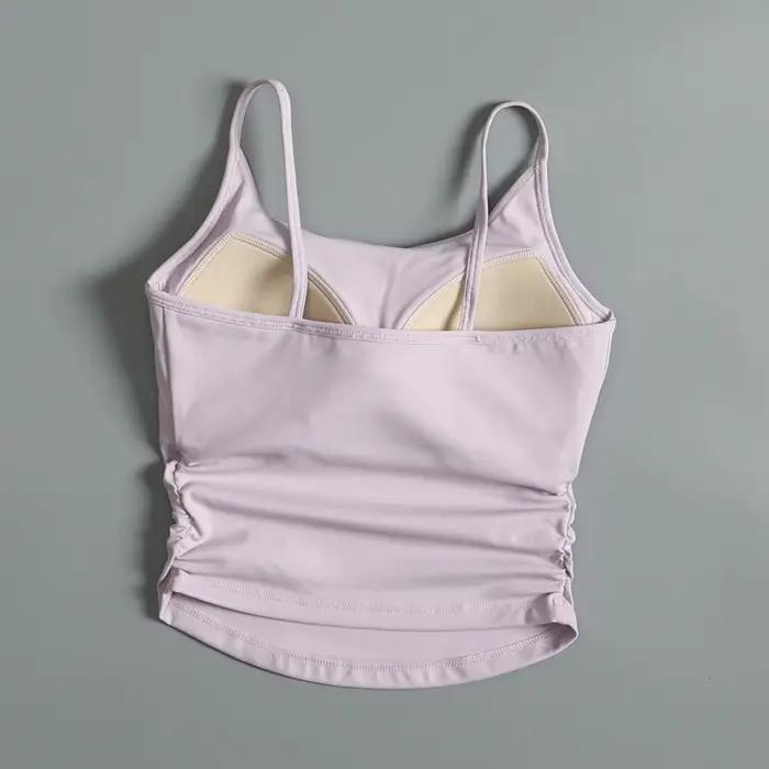 Lingerie de sport pour femmes en été, fines bretelles, costume de yoga, soutien-gorge sexy, beau dos, gilet de course intégré, résistant aux chocs