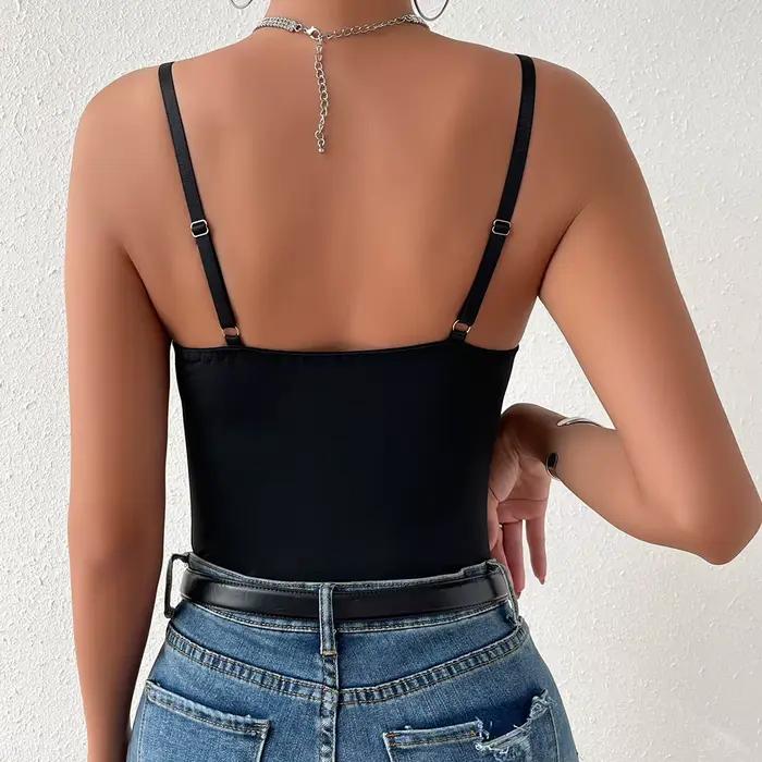 Body Sexy à paillettes et bretelles Spaghetti pour femmes
