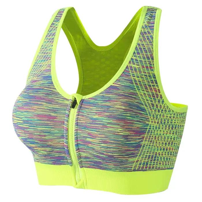 Soutien-gorge de sport zippé pour femme, maintien élevé, rembourré, dos nageur, idéal pour la course, la gym, le yoga et le fitness