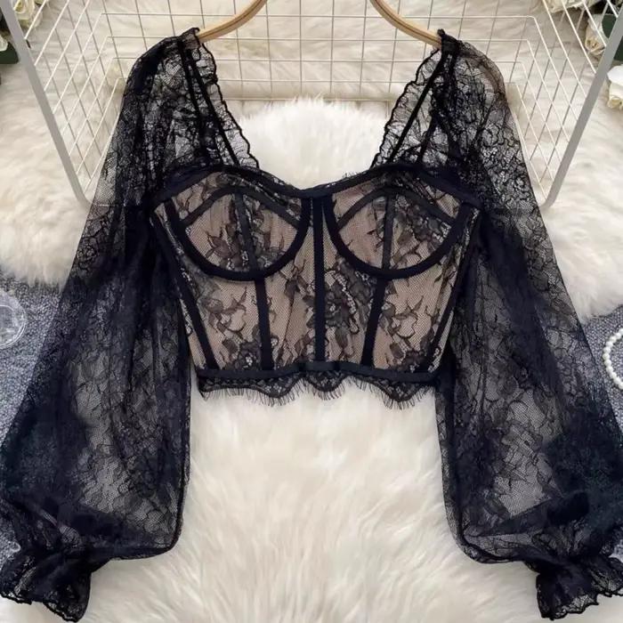 Corset en dentelle et maille pour femmes