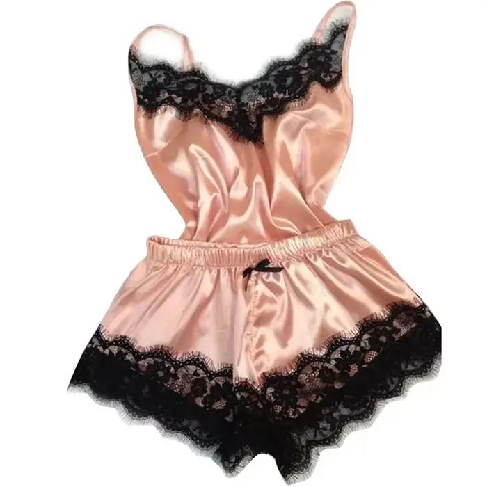 Ensemble pyjama en Satin et dentelle pour femmes