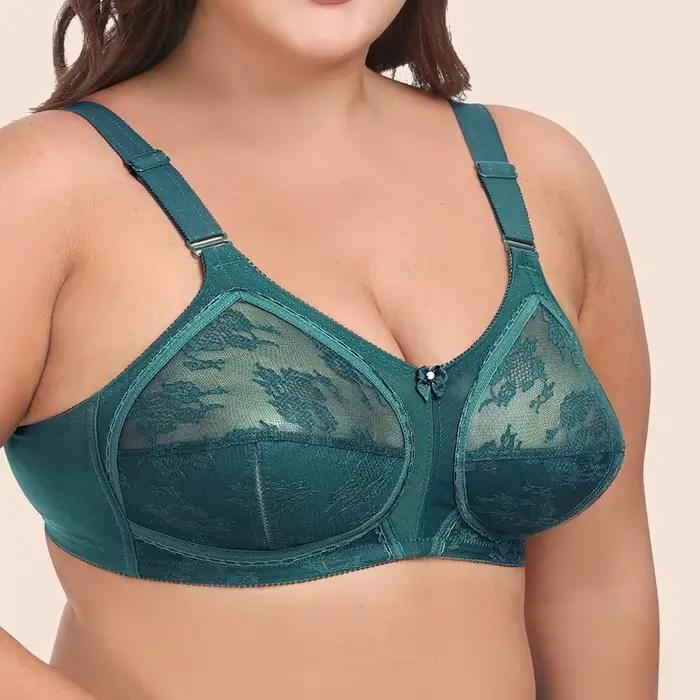 Soutien-gorge Ultra fin pleine tasse grande taille BCDEFG sans fil Sexy dentelle transparent Demi soutien-gorge pour femmes grande taille soutien confortable