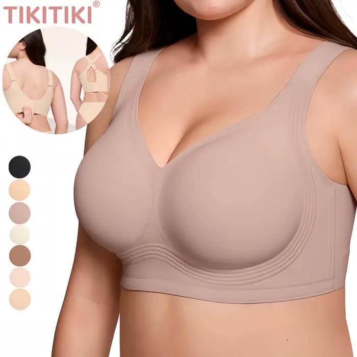 Soutien-gorge Push-Up en Gel Grande Taille Sans Armature, Couvrance Totale, Cache-Graisse Dorsale, Confort Quotidien, Idéal Sous T-Shirt