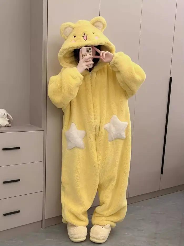 Combinaison d'hiver à capuche Kigurumi licorne pour femme