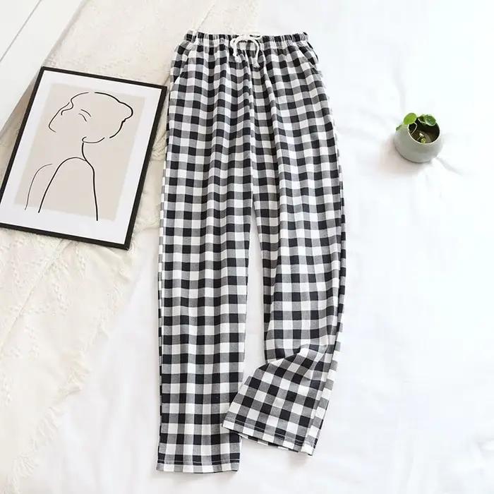 Pantalon de pyjama en coton à carreaux pour femmes et hommes