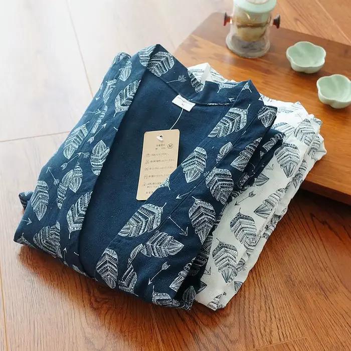 Peignoir Kimono Japonais en Coton Imprimé
