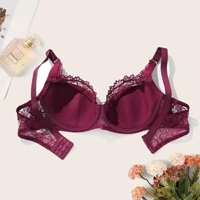 Soutien-gorge en dentelle florale unie pour femme
