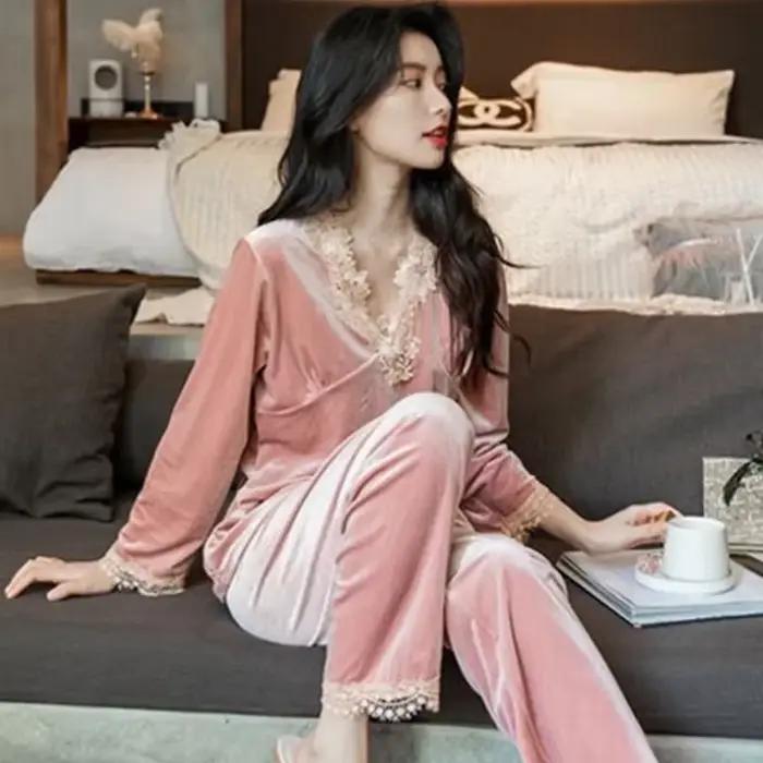Ensemble de pyjamas en velours pour femmes