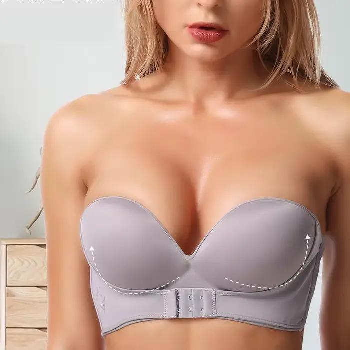 Fermeture avant Sexy soutien-gorge sans bretelles femmes Invisible Push Up