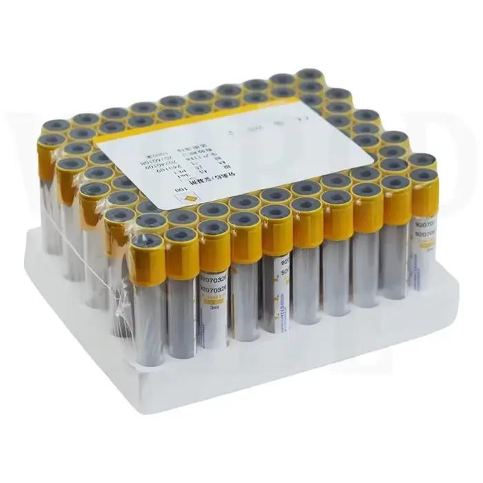 Tube de collecte de sang 3/5/10ml, Gel de séparation de récipient, Coagulant jetable sous vide, pression négative, Tube jaune de collecte de sang